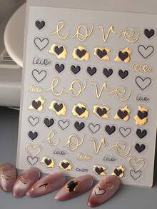 1/2 tờ nhãn dán nghệ thuật làm móng, thiết kế dập hình trái tim hình chú chó con hoa và lá, nhãn dán trượt nghệ thuật làm móng 5D, nhãn dán chỉnh sửa nghệ thuật làm móng, có thể sử dụng để tự làm để thêm đồ trang trí tinh tế cho móng tay của bạn! - Nhiều màu - Xem 6