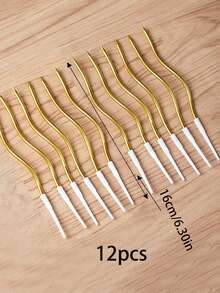 12pcs Gold Curved Birthday Candles For Cake Decor, Anniversary, Birthday Party, Proposal Party - Gold - View 9