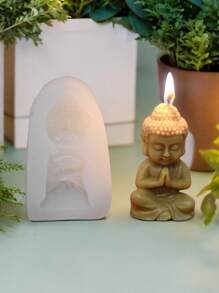 1pc Buddha Meditation Mold, Home Decor DIY Fragrance Stone, Plaster Buddha Statue, Candle Silicone Mold