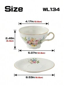 1 Conjunto Xícara e Pires de Café Cerâmica Retrô Francesa, Adequado para Uso Doméstico, Hotel, Café, Presente