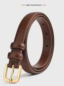 2条/1条针扣女士腰带装饰，适用于牛仔裤、裙子、长裤，纤细1.8厘米极简腰带，纯色休闲复古PU皮女士腰带，四季皆宜