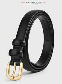 2条/1条针扣女士腰带装饰，适用于牛仔裤、裙子、长裤，纤细1.8厘米极简腰带，纯色休闲复古PU皮女士腰带，四季皆宜