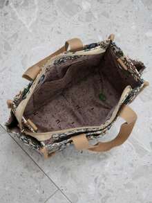 新产品，加厚针织提花面料手提包，可拆卸斜挎带，工作用便携式午餐盒收纳袋，妈妈户外斜挎包，女士包 - 藍色 - 查看 7