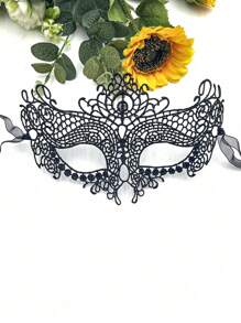 1pc Black Lace Masquerade Mask For Costume Party, Mystery Fun, Mardi Gras, Halloween And Cosplay Sexy Valentine's Day Valentines