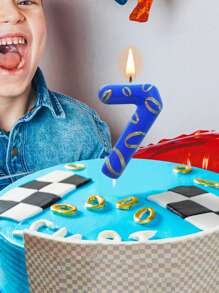 Blaue & goldene nummerierte 0-9 Kerzen, Spiel- & Kampf-thematische Geburtstagstorte Dekoration