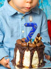 Blaue & goldene nummerierte 0-9 Kerzen, Spiel- & Kampf-thematische Geburtstagstorte Dekoration