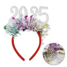 4 paquets de bandeaux de Noël et du Nouvel An 2025, accessoires de cheveux festifs pour fête, décoration de paillettes et de tinsels, en plastique, pièces de cheveux de fantaisie non électriques pour les célébrations du Nouvel An et les événements de cosplay, meilleurs cadeaux