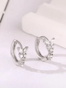 1 对优雅铜锆石几何圆圈和蝴蝶设计小耳环，适合女孩的多功能生日礼物 - 彩色 - 查看 6