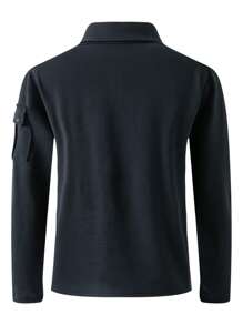 Long Sleeve Muscle Fit POLO Shirt With Arm Pocket & Epaulet Design For ...