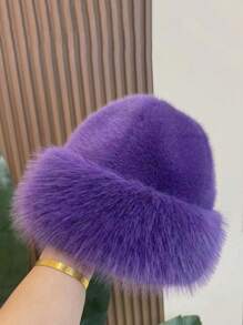 1pc Women Luxury Faux Fur Winter Hat - Thick & Fluffy, With Ear Protection | Lightweight Stretchy Polyester | Machine Washable Winter Outfits