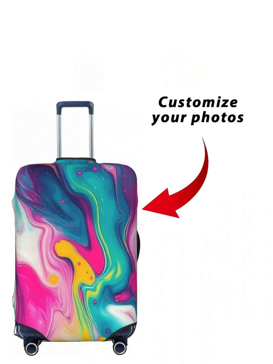 Custom Photo Luggage Cover & Tag, Personalize Pet Photo Logo Suitcase