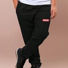 SESI Helanca Uniform Pants With Pockets Black School Children And Youth Embroidered Patch Logo - 黑色 - 查看 2