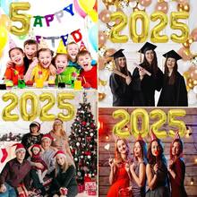 Globos 2025, globos con número 40 pulgadas 2025, globos dorados 2025, globos grandes de lámina feliz año nuevo para suministros de fiesta de nochevieja 2025, decoraciones de año nuevo 2025, Navidad, graduaciones, cumpleaños - Multicolor - Ver 6