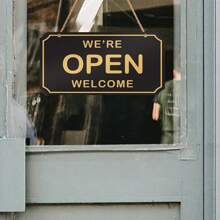 1PC Open Signs Double Sided Open Closed Sign Business Hours Sign Hanging Business Open Sign With Rope Hours Of Operation Sign For Business Walls Window Shop Bar Hotel,Home Decor ,Room Decor,Wall Decor Gifts Birthday Graduation - A - View 8