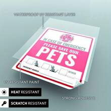 Waterproof UV-Resistant Pet Emergency Rescue Sticker, High Visibility, Easy To Apply, Suitable For Fire And Emergency Situations To Protect Our Cats And Dogs. Firefighters Will Use Warning Stickers To Rescue Our Loved Ones From Windows, Doors Or Houses. Essential Pet Supplies, Pet Safety Warning Sticker, Waterproof Fire Rescue Warning Sticker, Valentine's Day Pet Supplies, Ramadan - Multicolor - View 9