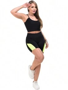 Kit Of 2 Women's Fitness Gym Shorts In Suplex With High Waistband – Perfect Fit For Workouts