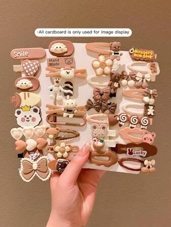 10/14/24件女孩卡通熊装饰发夹/配饰