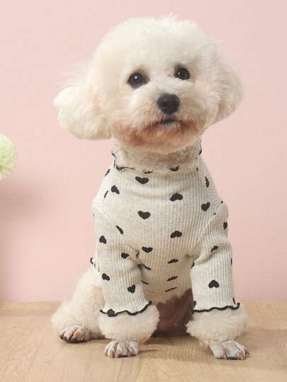 1 件轻质宠物心形刺绣华夫格短袖背心，适合小型犬/猫（产品尺码偏小，建议订购大 1-2 个尺码，随机颜色发货）