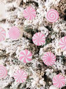 8 piezas/set Decoraciones de árbol de Navidad de la serie de dulces rosas, adorno de caramelos de PVC para Navidad, decoración colgante de fiesta de cumpleaños Decors para fiestas navideñas