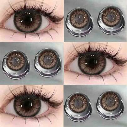 1/3/5/15cajas Lentes de contacto estilo círculos coloridos(Se envía en colores aleatorios) azul, verde y dorado, diámetro natural adecuado para uso diario de estudiantes, nuevos lentes de contacto anuales, oferta increíble 2+1 gratis, súper atractivos, te sorprenderán seguro. Lentes de contacto coloridos de gran diámetro de 14.5mm, con un contenido de agua del 42%, naturales, cómodos y estéticos. Incluye solución de limpieza. Ideales para juegos de roles, fotografías, fiestas y reuniones. Atención (este producto no tiene graduación, no es adecuado para personas con problemas de vista).