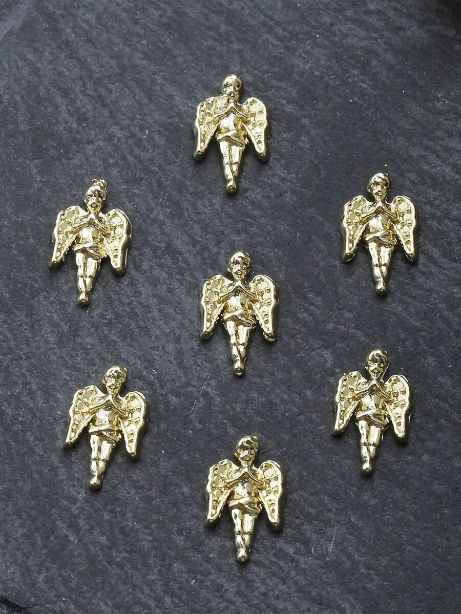 Angel With Folded Hands Nail Charms Nail Drills Rhinestones 10pcs 3D