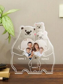 1 bức tượng trang trí gia đình bốn chú gấu đáng yêu tùy chỉnh, được cá nhân hóa bằng ảnh, tên và đồ họa, tấm biển trang trí nhà bằng chất liệu Acrylic trong suốt, món quà lý tưởng cho Giáng sinh, Ngày lễ tình nhân, Ngày của cha, Ngày của mẹ, sinh nhật, kỷ niệm - bốn con gấu - Xem 3