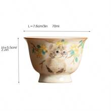 1 pieza Taza de té de cerámica de gatito al horno Ru, taza de porcelana Ru agrietada al azar, taza de propietario, juego de té de estilo chino kung fu, taza de té pequeña, decoración del hogar