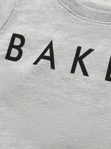 Young Boy Casual Letter Print Crew Neck Sweatshirt