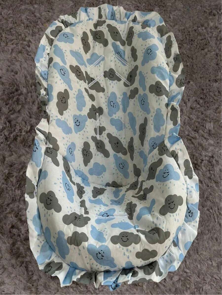 Printed Cotton Baby Car Seat Cover - 淺藍色 - 查看 1
