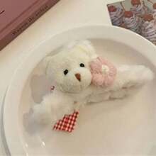 1 pieza Nuevo y adorable clip de pelo con oso de peluche esponjoso, pinza de pelo, clip de pelo, pinza de pelo, accesorio de pelo, clip de pelo para mujer para vacaciones y atuendos de invierno
