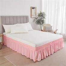 [18-Inch White Brushed Bed Skirt]Bed Skirt,Bed Skirt Queen Size,Queen Bed Skirt, Elegant 18-Inch White Polyester Bed Skirt - 90gsm Brushed Fabric With Double Elastic Bands, Contemporary Style, Machine Washable For Modern Bedroom Decor