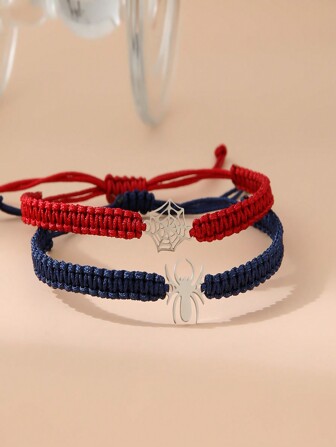 ZIRUISP 1 对不锈钢黑白雕刻手工编织情侣手链