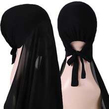 1 pièce Hijabs prêts à porter instantané, foulard à capuche en mousseline de soie de couleur unie pratique pour femmes, accessoires de abaya à porter quotidiennement sous un bonnet voilé