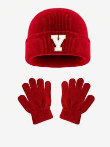 2 seturi pentru bebeluși, căciulă și mănuși moi tricotate cu 26 de litere, costum personalizat drăguț pentru băieți și fete, costum cald și rece de iarnă, potrivit pentru sugari în toamna și iarna, utilizare zilnică caldă la modă