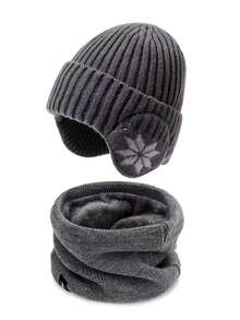2pcs Winter Beanie Hat And Scarf Set For Boys And Girls - Warm Knit Hat + Windproof Warm Neck Warmer
