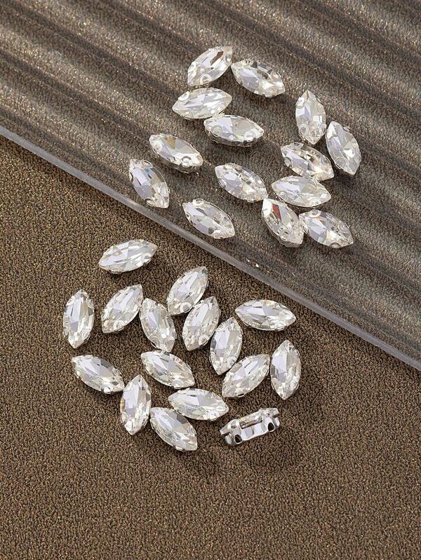 30/60/90 Stück 7x15mm Glas Perlen in Pferdeaugen-Form, Mehrfarbig, für DIY Aufnähen von Klauen Glas Accessoires