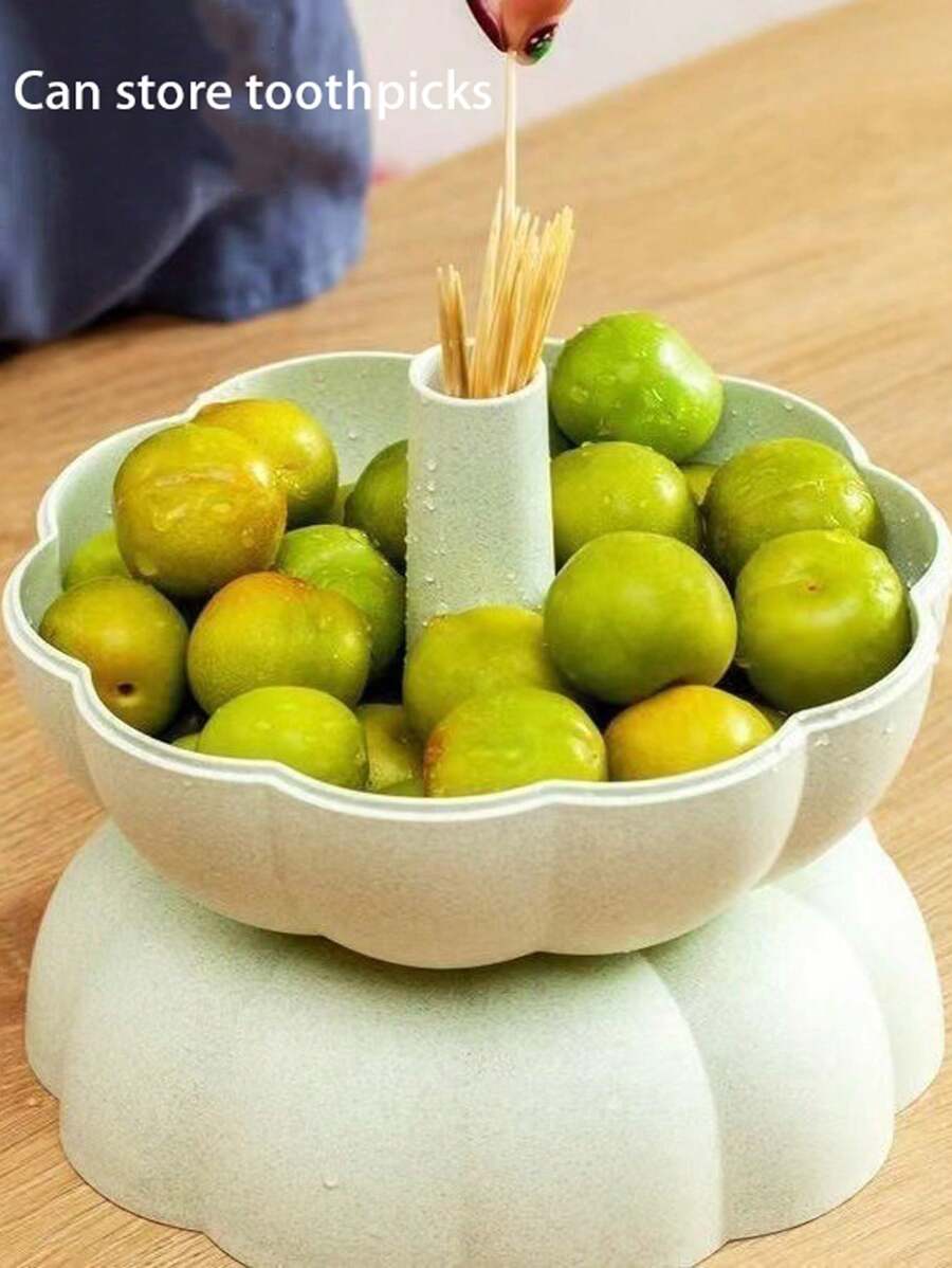 1pc Pumpkin Shaped Fruit Plate, 2Tier Candy Dish/Snack Holder For