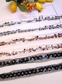 全新手工珍珠饰钉水钻亮片网纱条纹 DIY 服装连衣裙配饰材料，宽度：4 厘米 - 多色 - 查看 3