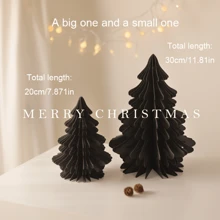 Set Of 2, Christmas Tree-Shaped Desktop Decorations, Festive Decor, Honeycomb Paper Christmas Tree Decor, Party Decor For Christmas Gatherings, Table Centerpieces For Christmas, New Year's Eve Parties, And Holiday Ambiance Enhancements.