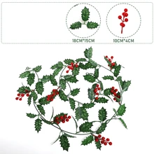 Nathdy 1pc Artificial Christmas Garland - Lifelike Flower And Berry Vine With Lush Green Leaves, Easy To Hang, Perfect For Festive Atmosphere - Ideal For Christmas, Anniversary, Wedding, Birthday, Wall Arch Decor,Christmas - Multicolor - View 11