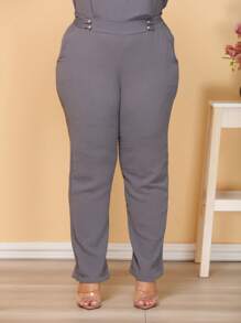 New Women's Plus Size Set Blouse With Pants 44 To 48 - Gris Oscuro - Ver 4