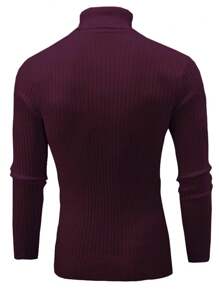 Men's Slim Fit Turtleneck Sweater, Soft Ribbed Knitted Patterned Long Sleeve Casual Base Layer