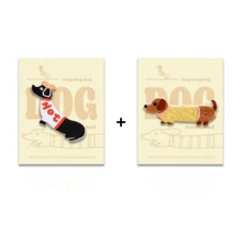 Self-Adhesive Embroidered Sticker, Cute Dachshund Dog Fabric Patch [For Phone Case, Backpack, Journal, Hat, Clothing DIY Decor, Lucky Dog, 1 Piece]