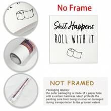 1Pc Framed Wood Sign, Happens Roll With It Sign, Farmhouse Decor, Family Sign Home Decor Wall, Happens, Bathroom Decor Happens, Bathroom Sign Funny Wall Art, Happens Sign Happens Bathroom Home Decor, Canvas Wall Art,Poster Gifts Birthday Graduation Christmas Decorations Christmas - Multicolor - View 5