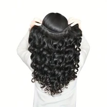 1 bó tóc Brazil xoăn sâu Remy tóc dệt bằng tóc thật 1 bó tóc màu tự nhiên - Tự nhiên & Đen - Xem 6