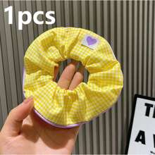 1/5pcs Plaid Hair Scrunchies Hair Ties For Girls Valentine's Day Valentines Ponytail Holders ,Head Piece