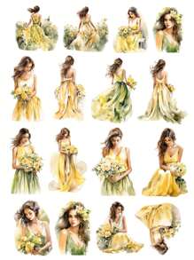 16 pezzi di adesivi di personaggi rurali europei e americani alla moda con capelli ricci, per bricolage, scrapbooking, album, organizer, diari, articoli di cartoleria vintage, per laptop, valigie, pareti, frigoriferi, auto e borracce. Torna a scuola