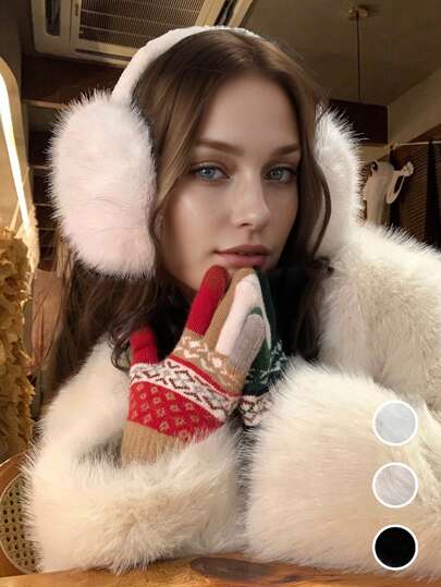 FADZOYLE 1pc Winter Earmuffs Foldable Muffs Fluffy Fluffy Ear Windproof Warmers Cute Ear Covers Adjustable Headband With Fuzzy Thermal Lined Furry Winter Earmuffs Outdoor Sport Skiing Winter Accessories