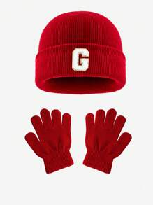 2 seturi pentru bebeluși, căciulă și mănuși moi tricotate cu 26 de litere, costum personalizat drăguț pentru băieți și fete, costum cald și rece de iarnă, potrivit pentru sugari în toamna și iarna, utilizare zilnică caldă la modă