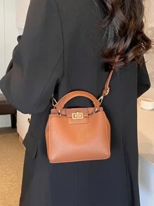 1 Stück Mini-Handtasche im Vintage-Stil für Lippenstifte, Umhängetasche für Frauen für Partys mit Metall-Dekor, tragbare einfarbige Tasche mit verstellbarem Riemen für Mädchen und Teenager, leichter Luxus Damen-Tasche, elegante Crossbody-Handtasche vielseitig für die Arbeit